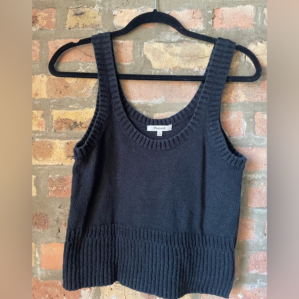 Madewell Black Minton Scoop Neck Cropped Sweater Tank